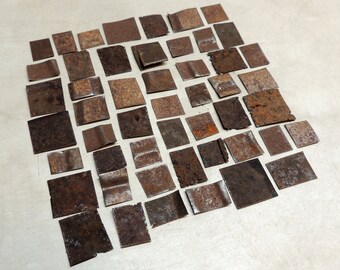 50 Small Rusty Metal Squares and Rectangles 1/2" to 3/4" long Assemblage, Altered Art, Industrial, Steampunk, Mixed Media, Metalworking