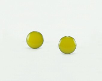 LEMON YELLOW Stud Earrings - Lemon Yellow Earrings - Yellow Ear Studs - Yellow Earring Studs - Surgical Steel Post Earring - 4mm / 6mm / 8mm