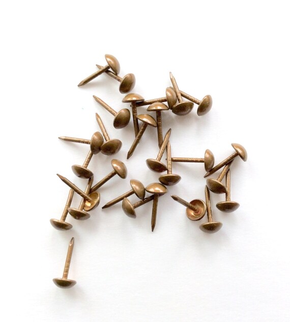 Small Upholstery Tacks Nails in Natural French Brass for DIY