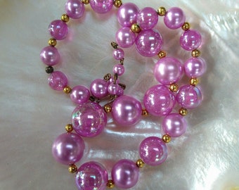 Vintage Pink Iridescent Bobble Necklace