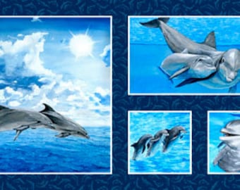 Dolphin Make a Splash Exclusively Quilters Fabric Panel