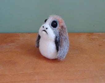 porg plush, EORG, porg stuffed animal, star wars ornament, needle felted animal, felt animals, star wars merch, cute animal, baby porg, felt