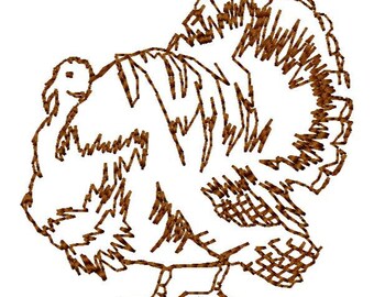 Turkey Outline Machine Embroidery Design - Instant Download