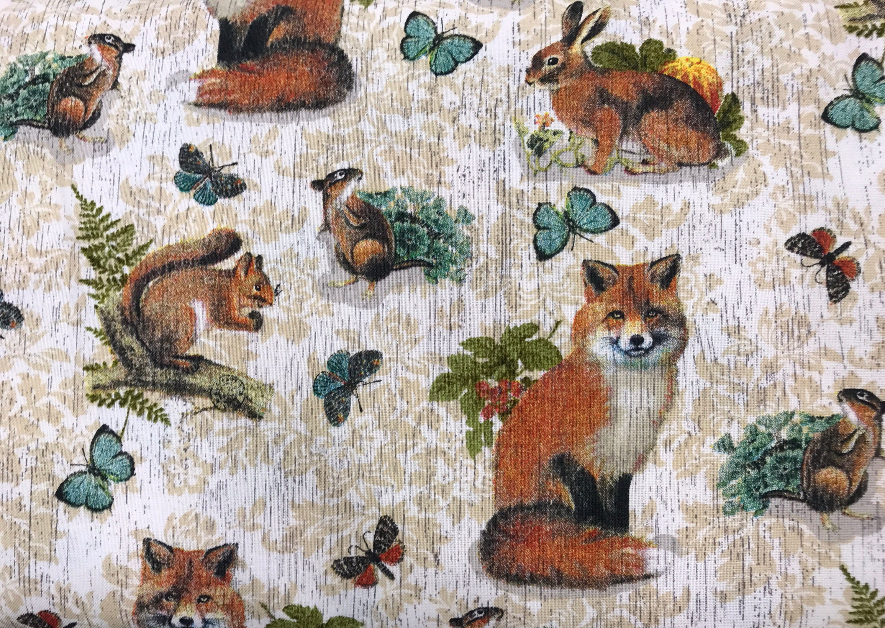 Woodland Creatures Fabric Fox Fabric Forest Animals Fabric