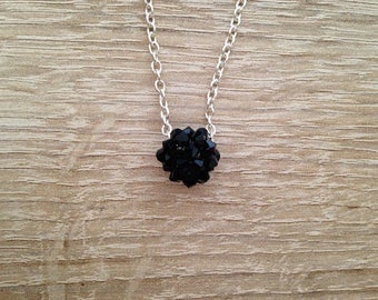 Black Swarovski crystal ball necklace