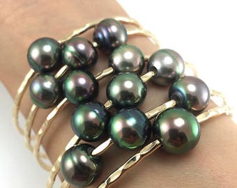 Tahitian Pearl Bangle 14kt Gold Filled