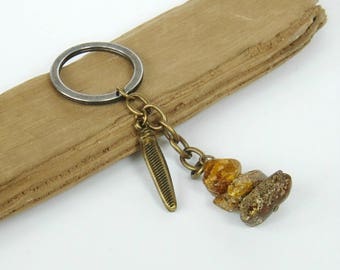 Amber keychain, raw amber, genuine amber, baltic amber, amber key chain, gemstone keychain, amber, keychain, accessories, keyring, key chain