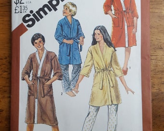 Vintage Simplicity 5596 Every-Body Kimono Robe in Two Lengths Sewing Pattern Size Large