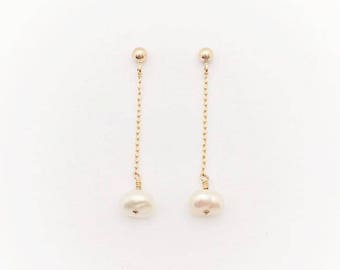 rondelle pearl earrings in gold