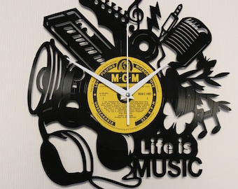 Vinyl clock Vinyl wall clock Vinyl record clock Wall clock Record clock Music clock Vinyl record art Wall music Vinyl crafts Unique clock
