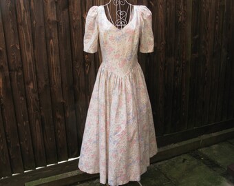 Laura Ashley Dress, Vintage Laura Ashley Dress, Vintage Laura Ashley, Floral Dress, 1950s Dress, Rockabilly, Size 12, Anne Of Green Gables