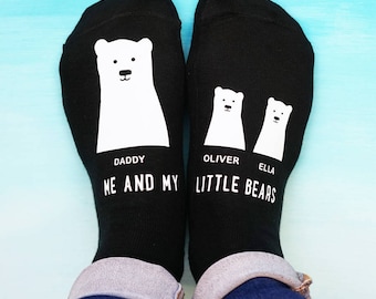 Daddy Bear Socks - My Little Bear Socks - Father's Day Socks - Personalised Socks