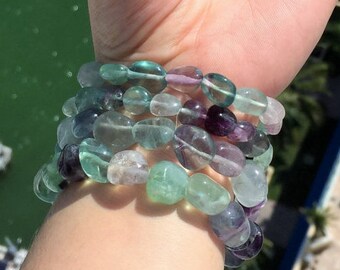 Fluorite Bracelet / Rainbow Fluorite Crystal Bracelets w/ Reiki / Green Fluorite Jewelry