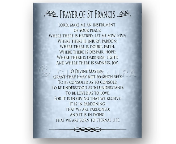Prayer of St Francis 8x10 Printable Download File Catholic