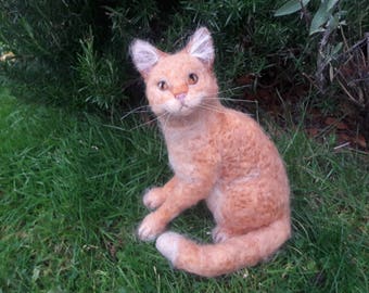 OOAK needle felted ginger cat