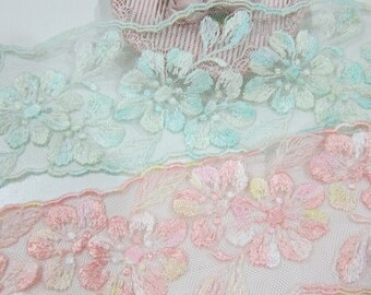 1yrd-Embroidery Tulle Lace/NBD146-Embroidered Floral Lace/Flowering Tulle Lace