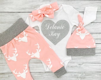 Baby Girl Clothes, Baby Girl Coming Home Outfit, Baby Girl Clothes Newborn, Baby Girl, Coming Home Outfit Deer, Baby Girl Clothes Newborn