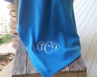 Personalized Fleece Stadium Blanket, 9.3 oz, with Three Letter Monogram