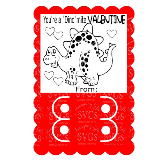 Dinosaur Valentine Crayon Card svg Valentine svg Dino-mite