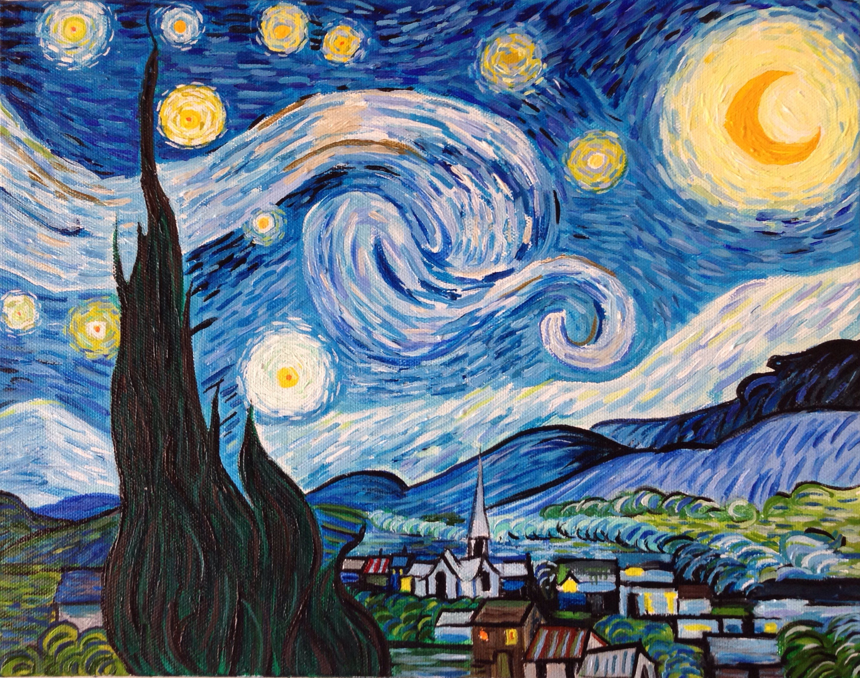 Hand Painted Vincent Van Gogh Starry Night Reproduction By JPK   Il Fullxfull.1424060518 K0dd 