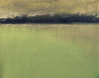 Field Green - Original Oil Painting Landscape Painting on Canvas - 8 x 10