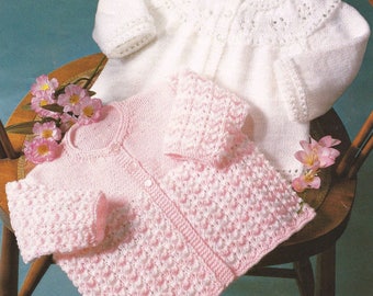 Baby Knitting Pattern pdf 2 Matinee Coats Plain and Fancy