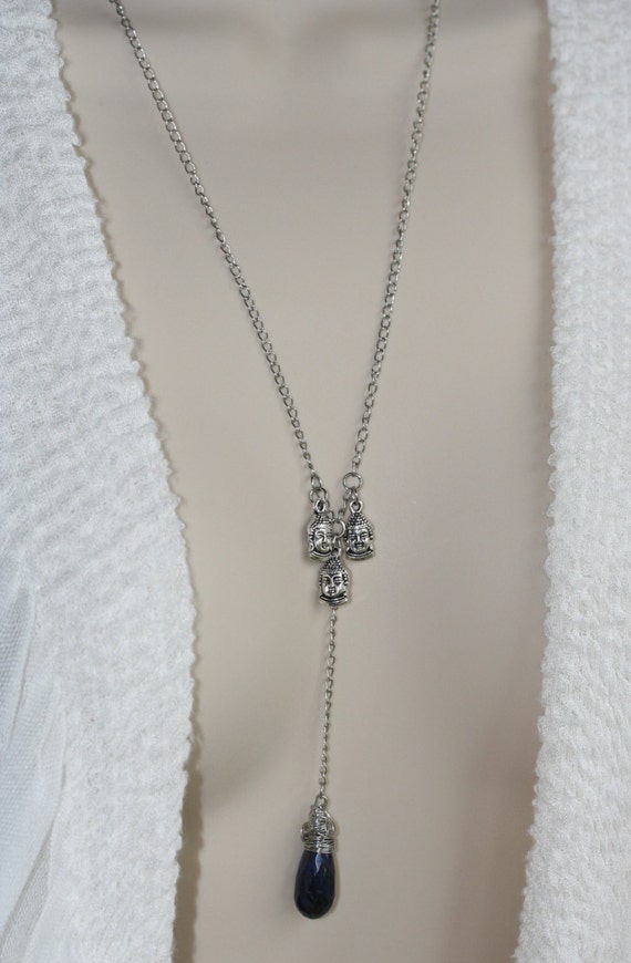 Blue Sapphire Buddha Necklace 329p Handmade Jewelry