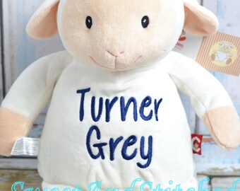 Personalized Stuffed Animal baby gift lamb, Monogrammed stuffed animal, monogrammed baby gift, baby girl lamb nursery decoration