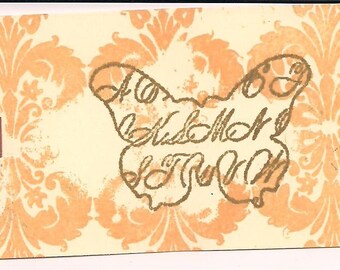 Unmounted Altered Script Butterfly rubber stamp zNe scrapbooks