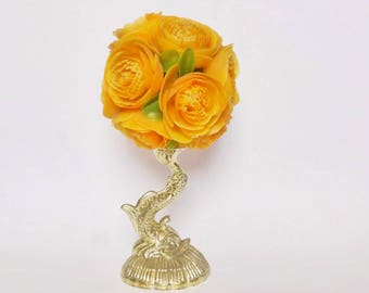 Vintage Floral Topiary, Mid Century Table Decor, Artificial Roses Flower Arrangement, 1950s Decorative Kitsch, Vintage Wedding, Gift For Her