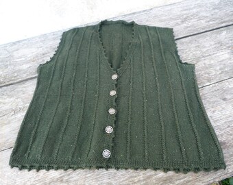 Vintage 1970/70s Tyrol trachten Folk knitted vest cardigan dirndl size L