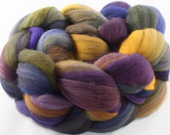 Hand Dyed roving - Superwash Targhee wool spinning fiber