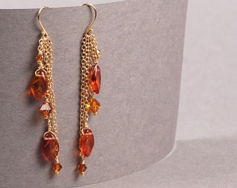 Leaves Earrings - Leaf Earrings - Dangle Earrings - Elven Earrings - Gold Learf Earrings - Nature Earrings