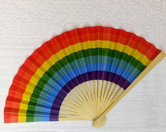 High quality Rainbow multi colored paper fan