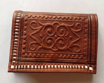 Small Moroccan Leather Wallet, Moroccan Purse, Boho Style, Bohemian Wallet