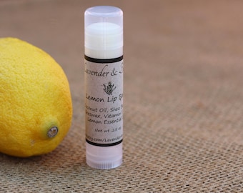 Natural Lip Balm, Lemon, Homemade Lip Balm, Beeswax Lip Balm, Shea Butter Lip Balm,