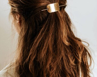 Hammered Bar Hair Clip | Brass Hair Slide Accessory | Hammered Hair Pin | Silver Hair Clip | Gold Hair Clip | Hair Accessories