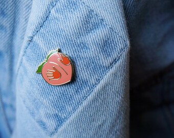 Sweet Peach Emoji Hard Enamel Pin