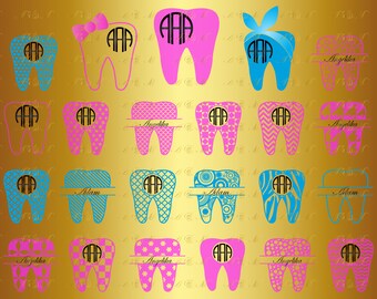 60% OFF, Tooth Svg Dentist Dental Monogram Frame Teeth Png Eps Dxf Vinyl Cut File Decal Silhouette Download Digital Clipart Baby Bow Bandana