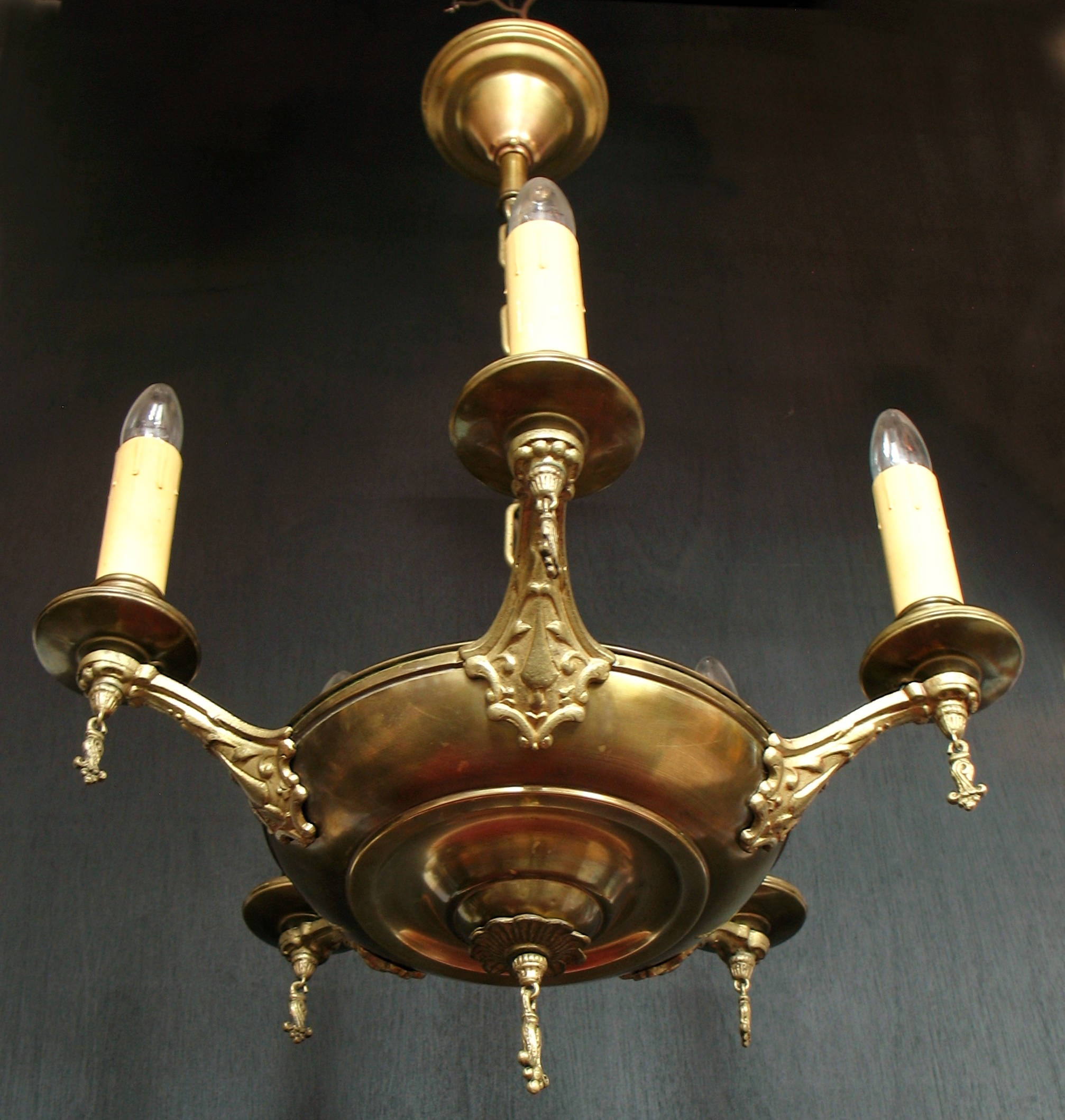Antique LightingEarly 1900s solid brass five light candle