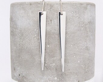 Silver Spike Earrings - Silver Earring - Long Triangle Earrings - Dangle Earrings