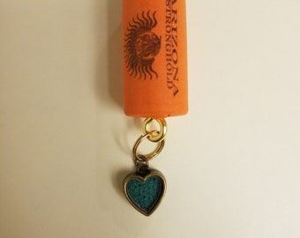Wine Cork Keychain - Heart charm