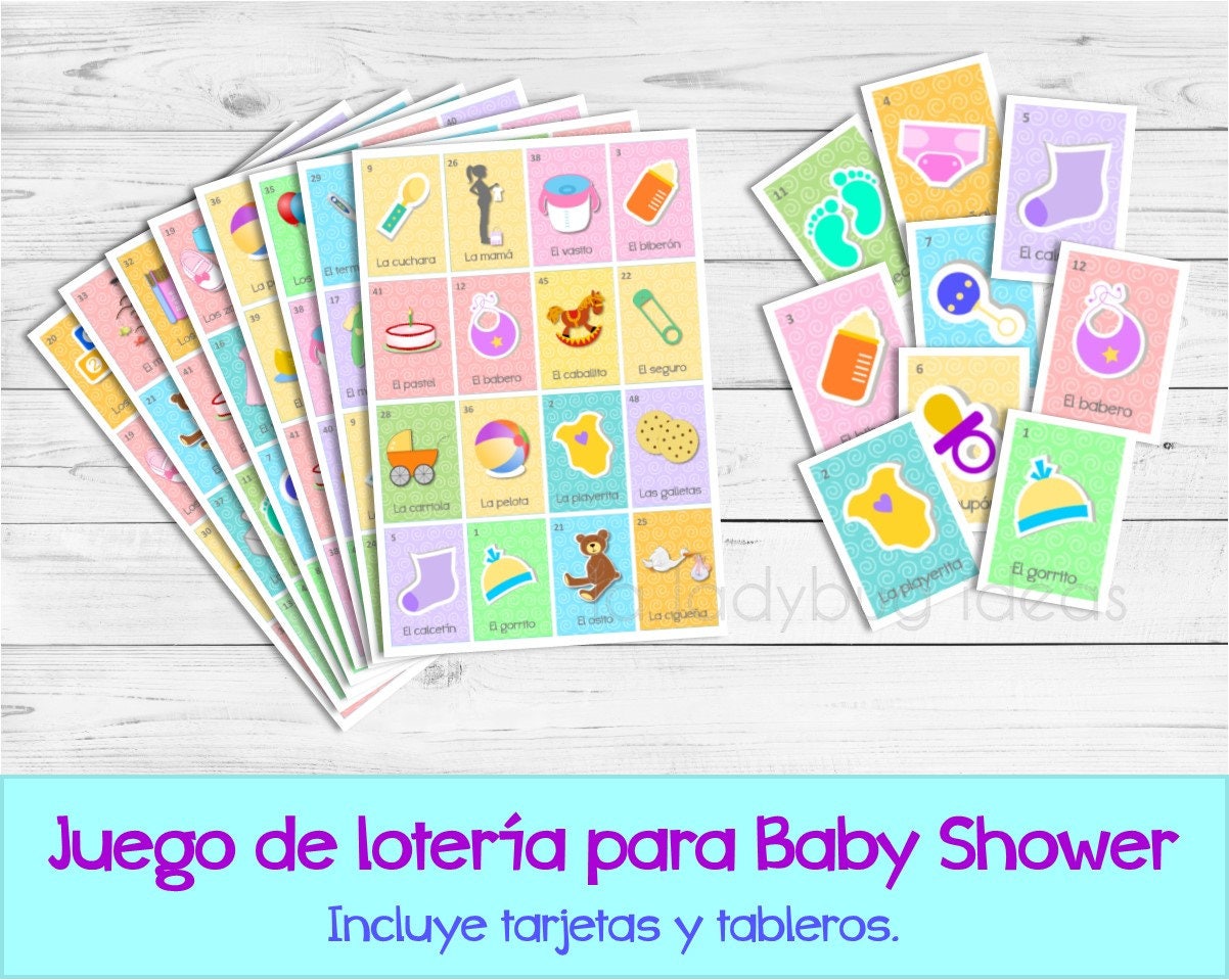 Baby loteria. Lotería para baby shower. Mexican lottery game