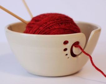 White Ceramic Yarn Bowl, Yarn Bowl, Knitting Bowl, Crochet Bowl, Pottery Yarn Bowl, Made to Order