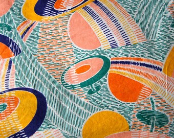 1930's cotton graphic print beach pajamas//homemade
