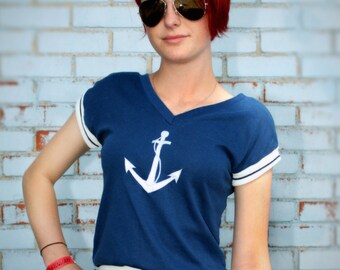 70s jersey anchor crop top