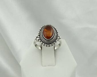 Natural Amber Vintage Sterling Silver Ring #AMBSS2-SR5