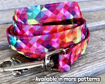5/8" Abstract & Geometric Dog Leashes, Unique Dog Leash, Kaleidoscope Leash, Aztec Dog Lead, 5/8" Dog Leash, Ikat Leash