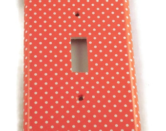 Light Switch Plate Single Light Switch Cover Wall Decor Kitchen Switchplate in Tangerine Dot (106S)