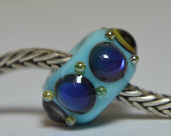 Unique Handmade Lampwork Glass European Charm Bead - SRA - Fits all charm bracelets - Silver Core Options